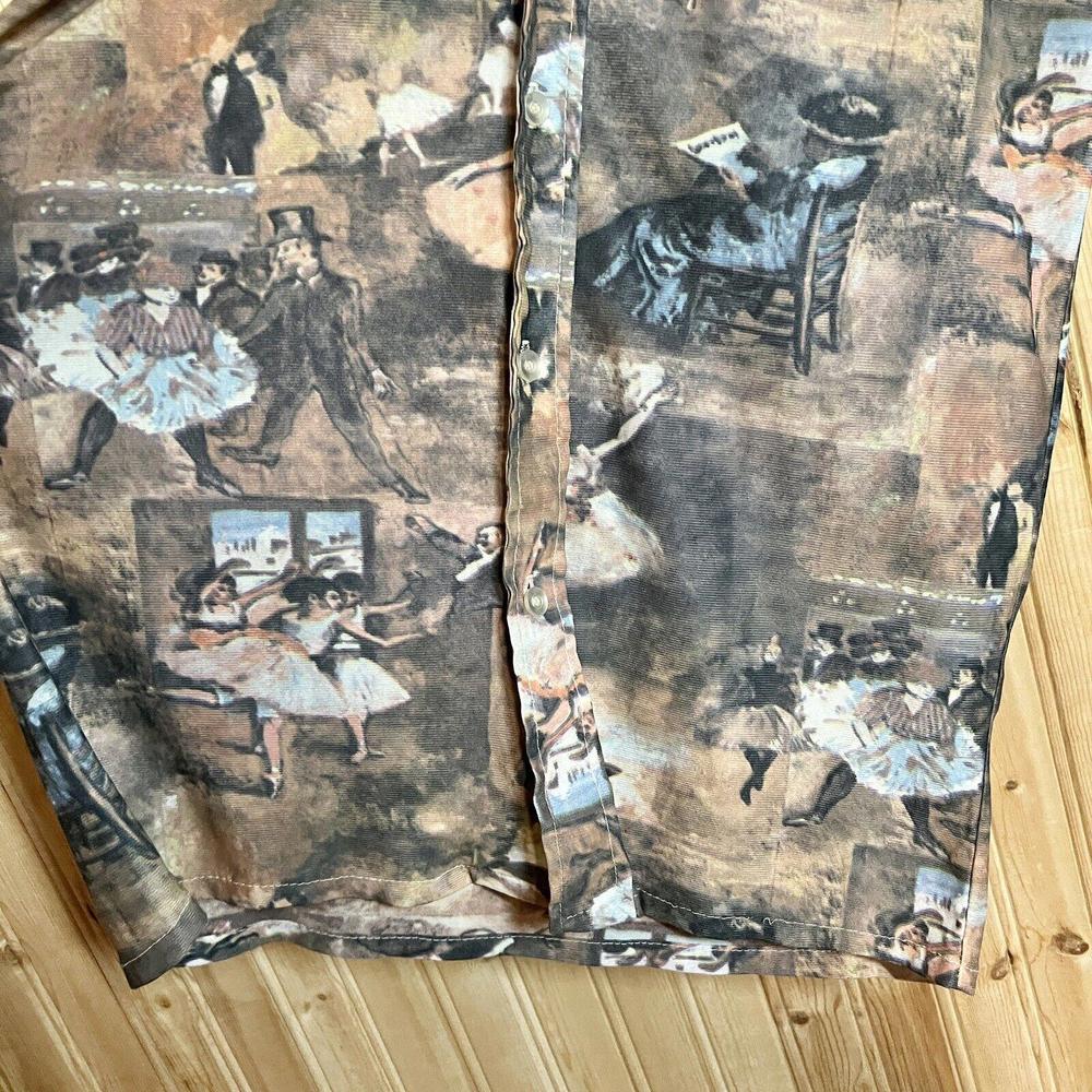 VTG Disco Revenge Button Down Shirt AOP Picture Printed Thin Sheer Elastic Sz M - Picture 3 of 10